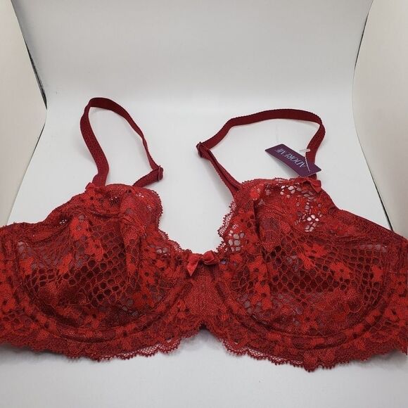 Adore me red lace see through underwire bra 32C NWT - Picture 6 of 7